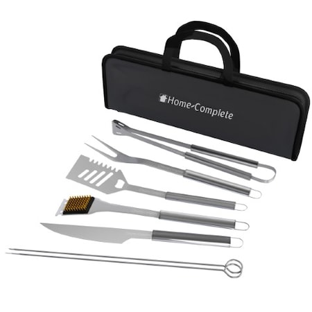 BBQ Grill Tool Stainless Steel Barbecue Grilling Set,7 Utensils, Spatula, Tongs, Knife With Case